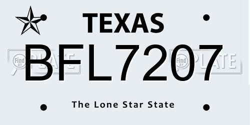 BFL7207 Texas License Plate