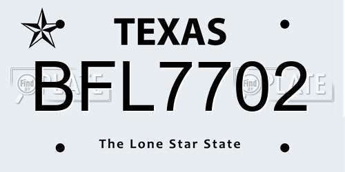 BFL7702 Texas License Plate