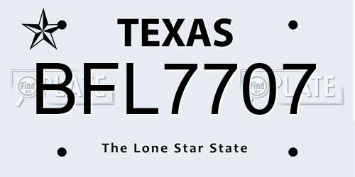 BFL7707 Texas License Plate
