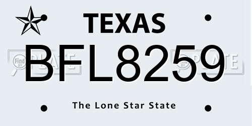 BFL8259 Texas License Plate