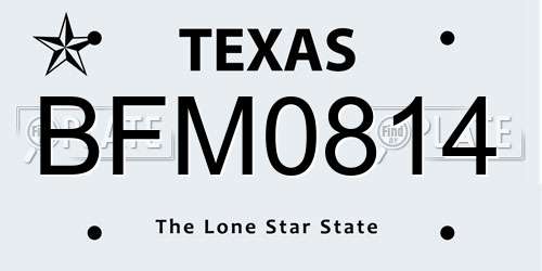 BFM0814 Texas License Plate