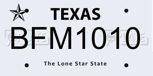 BFM1010 Texas License Plate