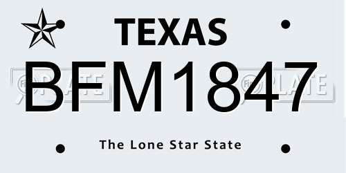 BFM1847 Texas License Plate