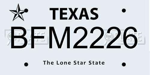 BFM2226 Texas License Plate