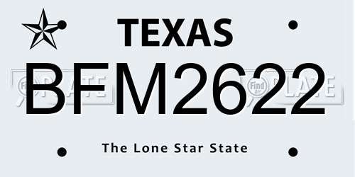 BFM2622 Texas License Plate