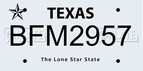 BFM2957 Texas License Plate