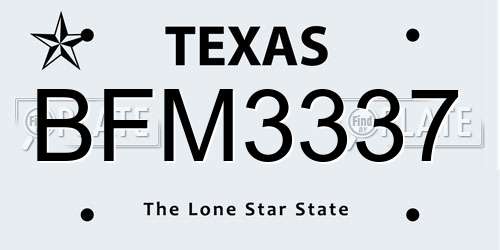 BFM3337 Texas License Plate