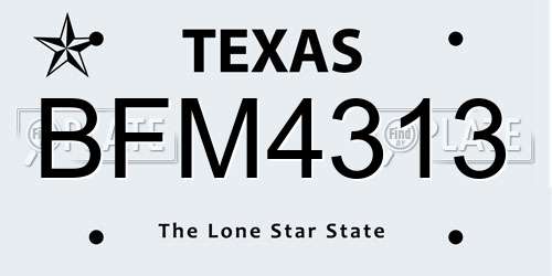 BFM4313 Texas License Plate