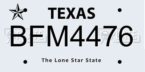 BFM4476 Texas License Plate