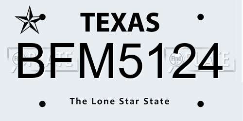BFM5124 Texas License Plate