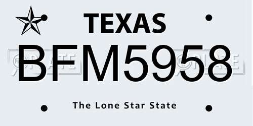 BFM5958 Texas License Plate
