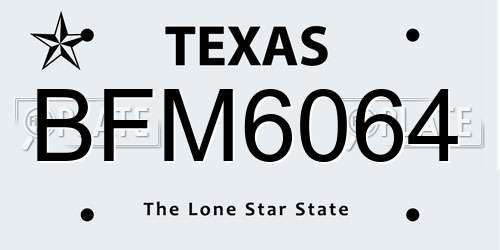 BFM6064 Texas License Plate