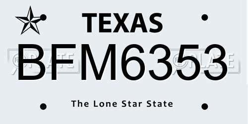 BFM6353 Texas License Plate