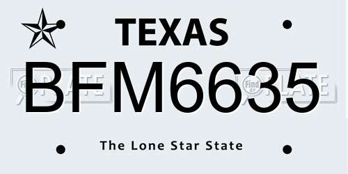 BFM6635 Texas License Plate