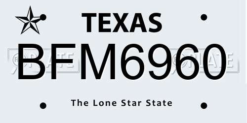 BFM6960 Texas License Plate