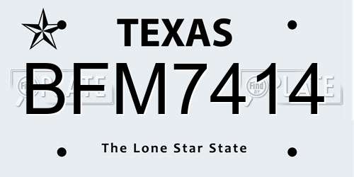BFM7414 Texas License Plate