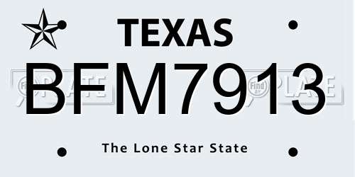 BFM7913 Texas License Plate