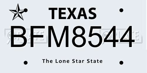 BFM8544 Texas License Plate