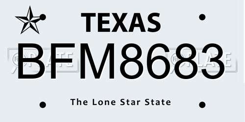 BFM8683 Texas License Plate