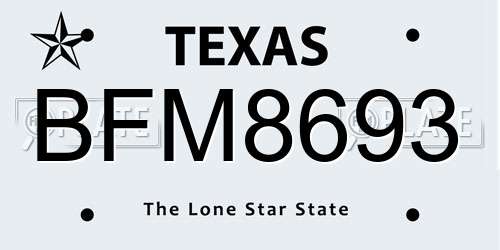 BFM8693 Texas License Plate