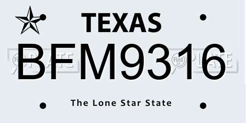 BFM9316 Texas License Plate