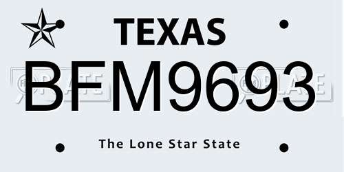 BFM9693 Texas License Plate