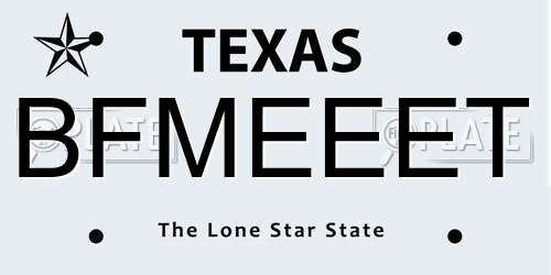 BFMEEET Texas License Plate