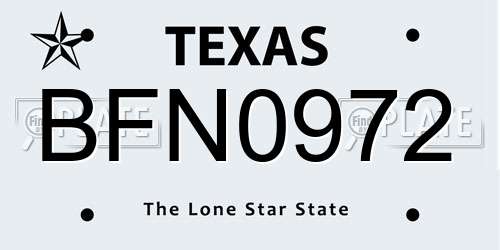 BFN0972 Texas License Plate