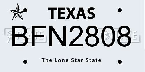 BFN2808 Texas License Plate