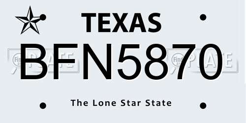 BFN5870 Texas License Plate