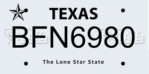 BFN6980 Texas License Plate