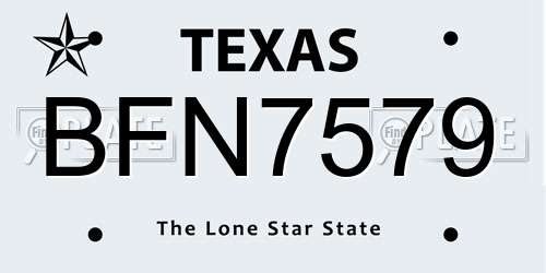 BFN7579 Texas License Plate