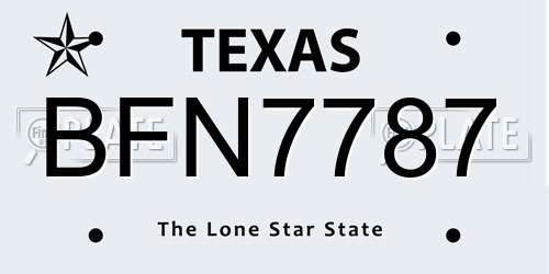 BFN7787 Texas License Plate