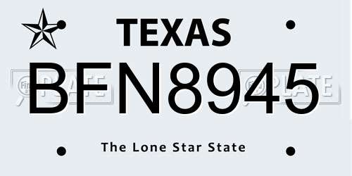 BFN8945 Texas License Plate