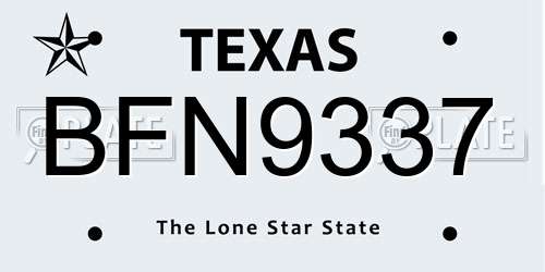BFN9337 Texas License Plate