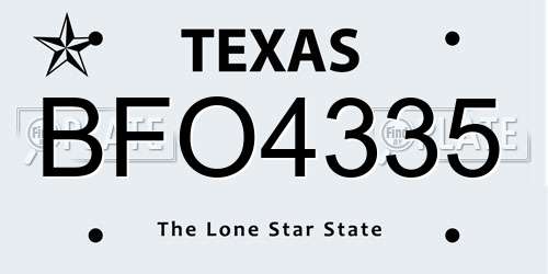 BFO4335 Texas License Plate