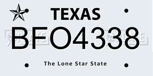 BFO4338 Texas License Plate