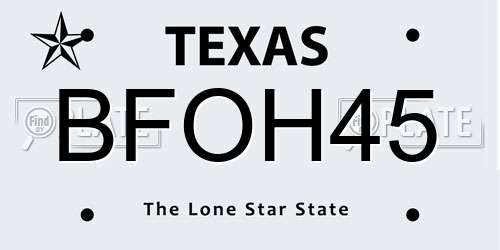 BFOH45 Texas License Plate