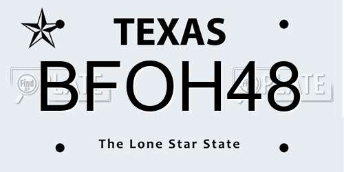 BFOH48 Texas License Plate