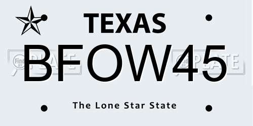BFOW45 Texas License Plate