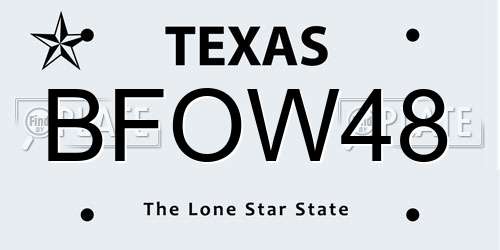 BFOW48 Texas License Plate