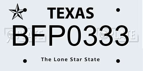 BFP0333 Texas License Plate