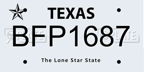 BFP1687 Texas License Plate