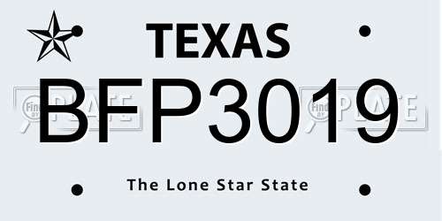 BFP3019 Texas License Plate