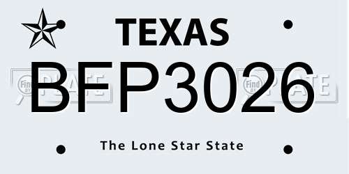 BFP3026 Texas License Plate