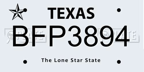 BFP3894 Texas License Plate