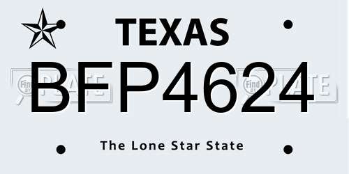 BFP4624 Texas License Plate