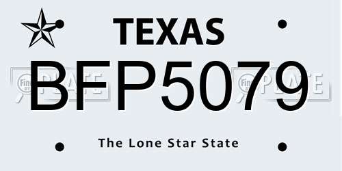 BFP5079 Texas License Plate
