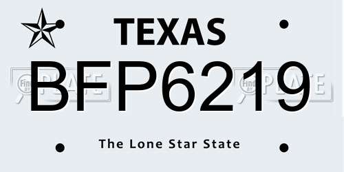 BFP6219 Texas License Plate