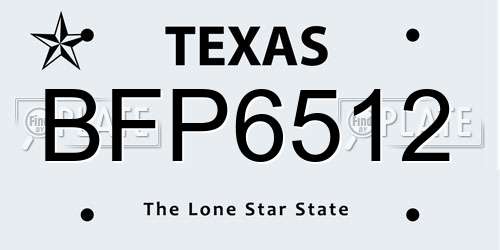 BFP6512 Texas License Plate